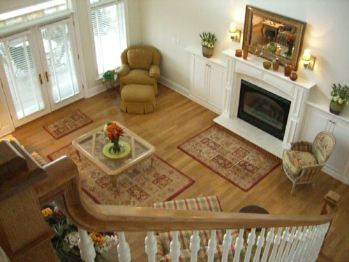Looking down into Family Room